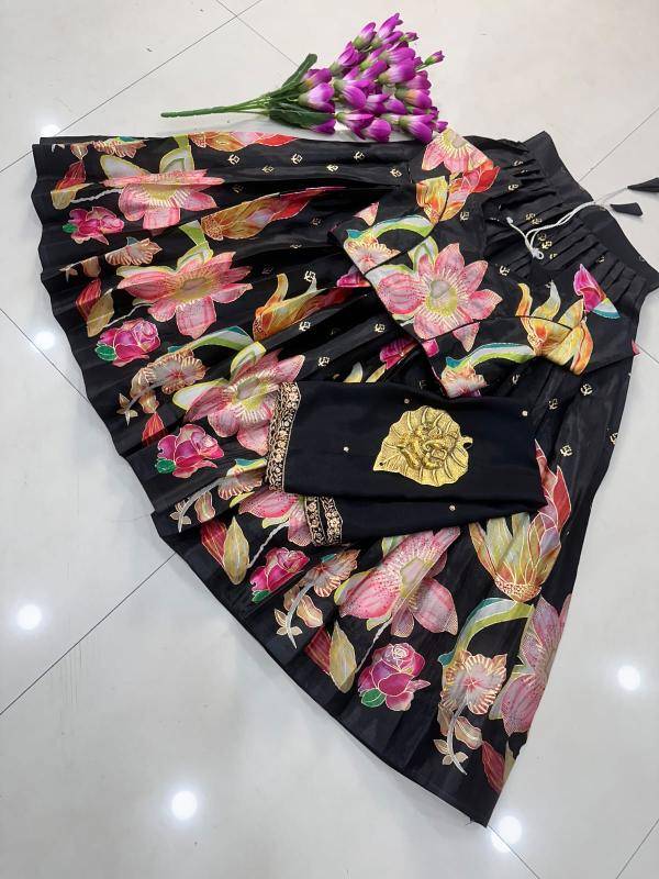 New launching position foil work lehenga choli silk  Luxury kids wear manufacturer